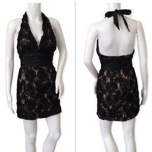 Rubber Ducky Productions Halter Lace Mini Dress Size S